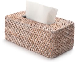 Handgeweven Rotan Tissuedoos Hoes Rechthoekig voor Woonkamer en Badkamer