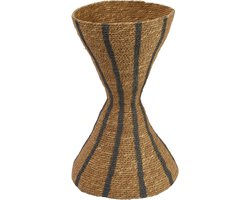 Handgeweven Zandloper Vaas van Zeegras - Natuurlijke Decoratie voor Woonkamer en Kantoor