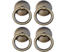 Handgreep - 6 Stuks - Meubelknop met ring - Kast knoppen - Lade knop - Messing - 25*25*45 mm - Bronzen - Bloemenpatroon - Handvat voor Lade & Kast - Voor meubels, kast, Doos