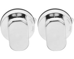 Handgreep Met Zuignap - 2 Stuks - Kastgrepen - Glazen Spiegeldeurgrepen - ABS - Deurgreep - Meubelgrepen - Zonder Boren - voor Deuren, Koelkast, Lade, Kast - 6*6*5CM - Zilver
