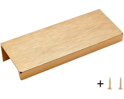 Handgreep plat goud inclusief schroeven | 15cm | Gouden Handgrepen Kast | Meubelhandvat | Landelijke greep | Industriële Keukengreep | Hand Grepen | Robuust | Deurgreep Staal | Metaal | Strak Meubelbeslag | schuifdeur | Handvat | Greep | Ladegreep