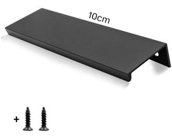 Handgreep plat zwart - 10cm - inclusief schroeven - Handgrepen Kast - Meubelhandvat - Landelijke greep - Industriële Keukengreep - Hand Grepen - Deurgreep Staal Metaal - Strak Meubelbeslag - schuifdeur - Handvat - Greep - Ladegreep