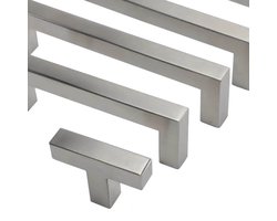 Handgreep RVS Zilver Vierkant - Metaal - 64mm Hartafstand - Handvat voor Kast, Keukenkast, Lade Of Deurtje - Vierkante Moderne Greep Inclusief Schroeven - Keukengreep - Meubelgreep - Kastgreep - kleine handgreep
