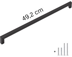 Handgreep Zwart 49,2 cm – Extra Lange Kastgreep & Meubelhandvat Metaal – Voor Keukenkastjes, Lades & Schuifdeuren – Industrieel & Landelijk