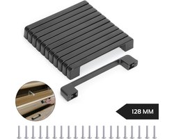 Handgreep Zwart - Set van 10 - Metaal - Aluminium - 128mm Hartafstand - Handvat voor Kast, Keukenkast, Lade en Meubels - Afgerond Moderne Greep Inclusief Schroeven - Keukengreep - Meubelgreep - Kastgreep