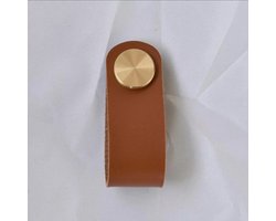 Handgreepjes Kast - 2 Stuks - Leren Look Bruin Goud Handgreep Lade Nordic Scandinavisch Babykamer