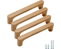 Handgrepen kast - 4 stuks - Meubelgreep - Kastgreep - Houten handgrepen - Deurgrepen boorgatafstand 128 mm - Met schroeven - Moderne Keukenkast Trekkers - voor Lades en Meubels,keukenkast