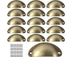 Handgrepen Set van 16 Vintage Stijl met Schroeven voor Kasten en Laden - Geel Brons - Decoratieve Meubelgrepen - Keukenkast Accessoires