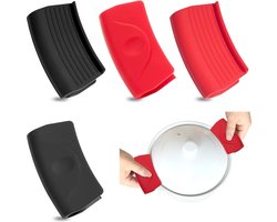 Handgrepen voor potten - warmte-isolerend - hulpgreep - ovenschalen en braadpannen - 2 paar - zwart en rood