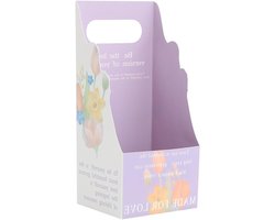 Handheld bloembak papieren zakken in bloemenontwerp voor cadeauverpakking, bruiloften en speciale gelegenheden, 4 stuks in paars, blauw, roze en wit