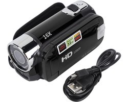Handheld videocamera -Videocamera - Camcorder - Video Camera - Vlog Camera - 16x Zoom - HD1080P 16MP DV-camera,videocamera met 2,7 inch TFT draaibaar scherm en USB-kabel (zwart)