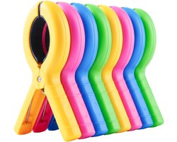 Handige Handdoek Klemmen voor Ligbedden en Strandhanddoeken - Set van 8 in Diverse Kleuren voor Stabiliteit en Comfort