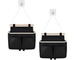 Handige Opbergers voor aan de Muur - Set van 2 met 3 Compartimenten, Zwart