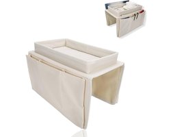 Handige Organizer voor de Armleuning van de Bank met Opbergruimte voor Remote, Glazen en Boeken - Beige