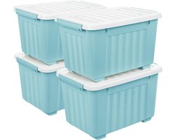 Handige Set van 4 Grote Opbergboxen met Wielen en Deksel voor Thuis en Kantoor