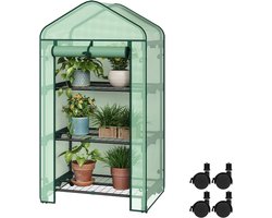 Handige verrijdbare kas met 3 etages – Compacte foliekas (70x130x50 cm) voor terras of tuin-groente