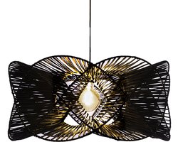 Handmade Design lamp Naturel Rotan Hanglamp Infinity Black woonkamer Slaapkamer Ø 60 cm