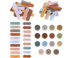 Handmade Labels - 65 Pieces - PU Labels - Clothing Tags - Nerung Knitting - DIY Jeans - Bags - Hats - 10 Colors