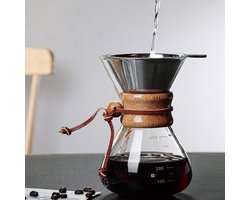 Handmatig Glazen Koffiezetapparaat met Houten Handvat 400 ml