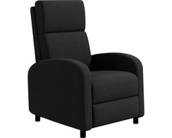 Handmatig Verstelbare Relaxfauteuil 160° met Voetensteun Linnenlook Stof Zwart