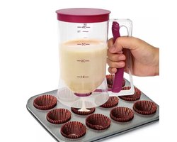 Handmatige Deegdispenser 900ml – Voedselveilige ABS, Nauwkeurige Dosering voor Muffins & Cupcakes – Transparant met Paars – Gemakkelijk & Vlekkeloos Bakken