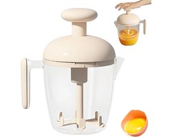 Handmatige Eierklopper 550ml - met schuimfilter en drukkop - Multifunctioneel, geschikt voor eieren, slagroom en melk - Professioneel keukengereedschap（roze）