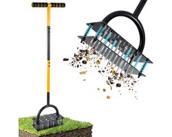 Handmatige Grondventilator voor Tuin met Dubbele Plaat, 16 Spikes en 4 Veersystemen, Ideaal voor Verdichte Bodems en Tuinonderhoud