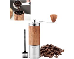 Handmatige koffiemolen - Draagbare visuele koffiezetter - Geschikt voor espresso, French press en filterkoffie - Ideaal voor thuis, op de camping en op reis - Bruin, 19 cm