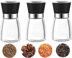 Handmatige Peper- en Zoutmolen Set van 3 - Verstelbare Keramische Slijpschijf - Kruidenmolen 13,5 cm Zout en pepermolen