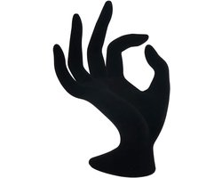 Handmodel display rek voor plastic items - opslag en presentatie accessoires in zwart fluweel