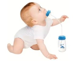 Hands-Free blauwe Babyfles 150 ml – BPA-vrij – Anti-Koliek – Hands Free Feeding Bottle – Voor Thuis & Onderweg