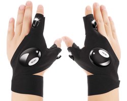Handschoenen met licht - LED-handschoenen - Viscadeaus - Zaklamphandschoenen - Hardloophandschoenen - Vissen - Kamperen en wandelen - Gereedschapscadeaus - Kerstcadeaus - Cadeaus voor papa - Verjaardagscadeaus voor mannen - Zwart
