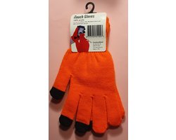 Handschoenen - Touch Screen - Voor uw Mobiele Telefoon bij koud weer - Oranje-met Zwarte Vingertoppen -  One Size - Zitten heerlijk en zijn zeer rekbaar