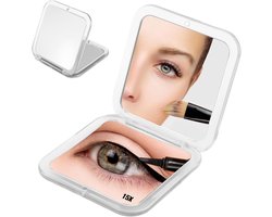 Handspiegel 15x vergrotend - 8.5x8.5 cm - Handspiegel - Draagbare reisspiegel - Make-upspiegel - Schoonheidsspiegel - Handzaam - Vierkant - Geschikt voor bijwerken, het dragen van contactlenzen en het monitoren van de huidconditie