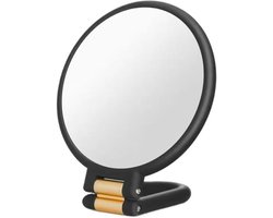 Handspiegel - 20x vergrotende spiegel - Kappersspiegel - Scheerspiegel - Dubbelzijdige vergrotende make-upspiegel - Opvouwbare reisspiegel - Draagbare opvouwbare cosmetische spiegel voor op reis - 24×14cm - Zwart