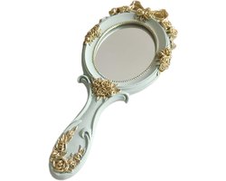 Handspiegel - Make-Up Spiegel - Spiegeltje - Kappersspiegel - Reisspiegel - Reisspiegel - Zakspiegel - Compact - Spiegeloppervlak - Draagbare Vintage Spiegel met Handvat - Blauw