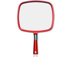 Handspiegel met handvat, grote kappersspiegel voor knippen en stylen, professionele salonhandspiegel voor kappers (rood