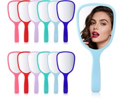 Handspiegel met handvat, kleine handheld cosmetische spiegel, draagbare reisspiegel, make-upspiegel voor thuis, camping, kantoor (6 kleuren)