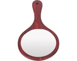 Handspiegel met Hanggat, Rode Houten Handspiegel met Comfortabele Handgreep voor Kappers, Hotels en Thuisgebruik