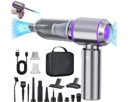 Handstofzuiger- Kruimeldief snoerloos -3-in-1 Handstofzuiger accu- 18000PA handstofzuiger draadloos-Autostofzuiger- sterk- 3 snelheden- 80.000 tpm - elektrische stofblazer - 16 bijlagen-Kan stofzuigen, blazen en stof verwijderen