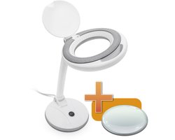 Handy - Bureau Loeplamp op Standaard - Vergrootglas met verlichting - Op Netstroom - 100MM Glas - Loep Lamp - Diamond Painting/Hobby/Soldeer vergrootglas met Licht en Standaard
