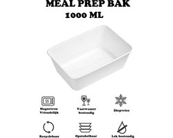 Handy Products NL - Magnetron bakjes met deksel 1000ML - 50 stuks Mealprep / Maaltijd bakjes - Vershoudbakjes - Plastic bakjes - Diepvriesbakjes - Vaatwasbestendig - Wit - Recyclebaar - Magnetronbakje - Microgolf - Food container with lid