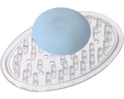 Handzeephouder iDesign 30100 - Kleine ovale zeepbakje van duurzaam kunststof voor zeep- of sponsopslag - Praktisch voor badkamer, toilet of gootsteen - Transparant - 1 stuk