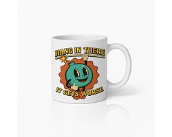 Hang in There 330ml Mok – Grappige Cartoon Bom met Motiverende Quote, Perfect Cadeau voor Moeilijke Dagen