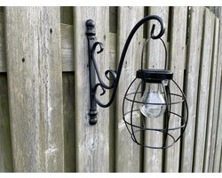 Hang Lantaarn Solar lamp met wandhaak zwart | HSH288289 | Tuinverlichting | Stoer & Sober Woonstijl