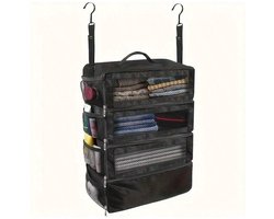 Hangable Clothes Organizer met grote capaciteit - opvouwbare multifunctionele kledingopbergtas - meerlaagse opbergkubus kledingkast - voor zakenreizen, kamperen opslag van kleding - Zwart