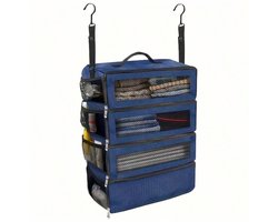 Hangable Clothes Organizer met grote capaciteit - opvouwbare multifunctionele kledingopbergtas - meerlaagse opbergkubus kledingkast - voor zakenreizen, kamperen opslag van kleding - Blauw