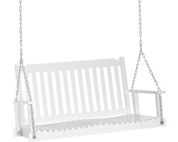 Hangbank - Hollywood Schommel - Houten Schommelbank - 2-zits Tuinbank - Hangende Bank met Kettingen - Tuinschommel 2 Personen - tot 200 kg - Schommelstoel - Tuinmeubelen - voor Tuin, Terras, Balkon - Wit