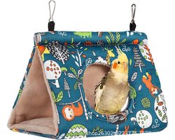 Hangbed vogelnest - comfortabel voor vogels - M - blauw - pluche