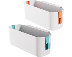 Hangbedorganizer 2 stuks met afneembare haken voor opbergen kantoor en slaapzaal – Robuust nachtkastje in blauw en oranje